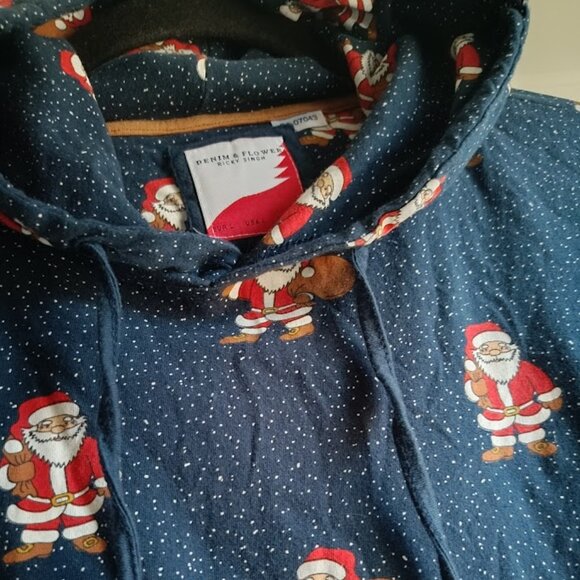 L🎅 Denim&Flower Ricky Singh Unisex Santa Christmas Jacket With Hood - Picture 3 of 8